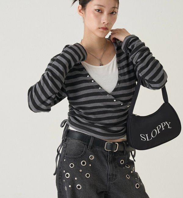  「スタッズリブカシュクールフーディ」|パーカー|