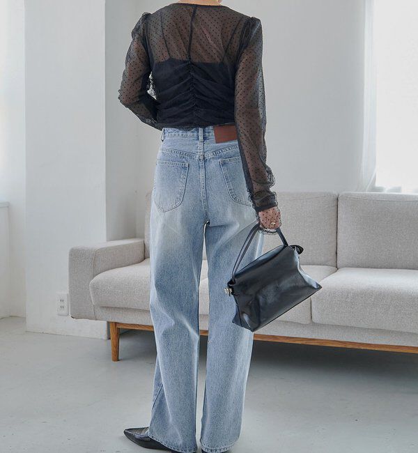  「【コラボ限定カラー/ホワイト・ベージュ】13ozハイウエストストレートデニム」|デニム|