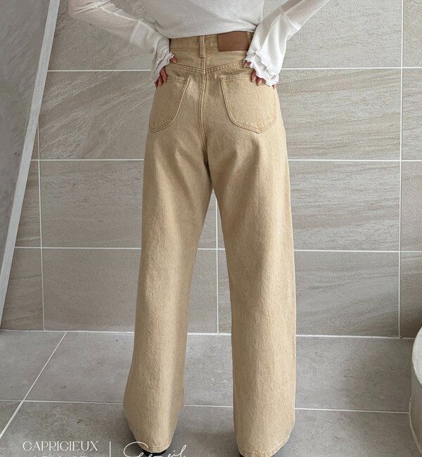  「【コラボ限定カラー/ホワイト・ベージュ】13ozハイウエストストレートデニム」|デニム|