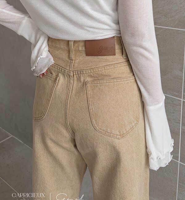  「【コラボ限定カラー/ホワイト・ベージュ】13ozハイウエストストレートデニム」|デニム|