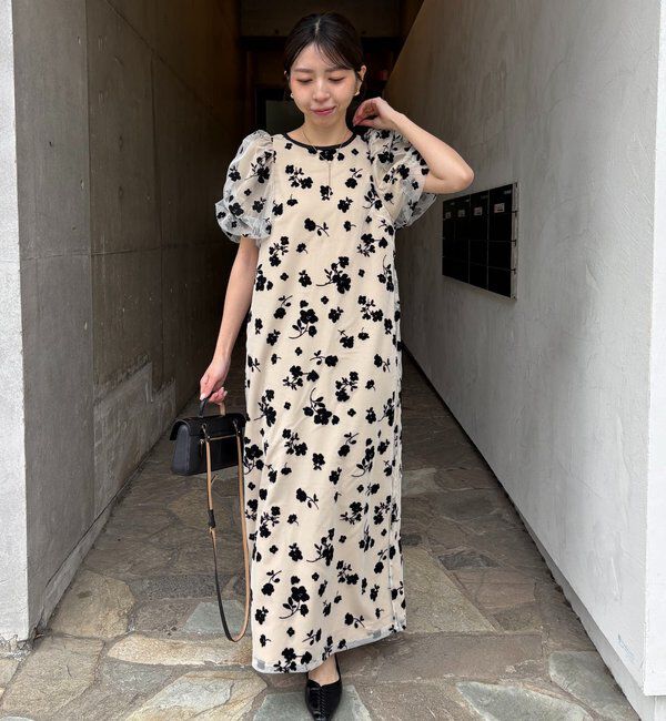  「【オケージョン/サイズ展開あり】フロッキーパフワンピース」|ワンピース|