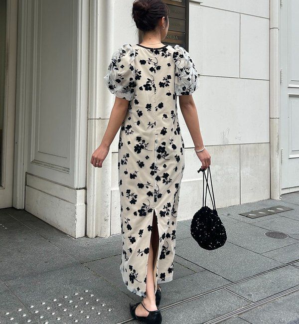  「【オケージョン/サイズ展開あり】フロッキーパフワンピース」|ワンピース|