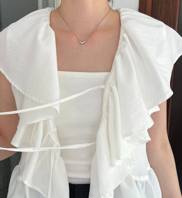  「【新色ピンク】フリルカラーブラウス」|シャツ・ブラウス|