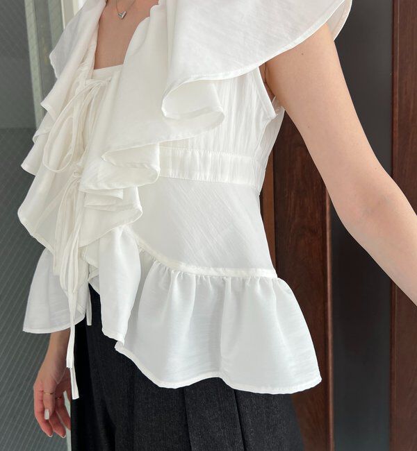  「【新色ピンク】フリルカラーブラウス」|シャツ・ブラウス|