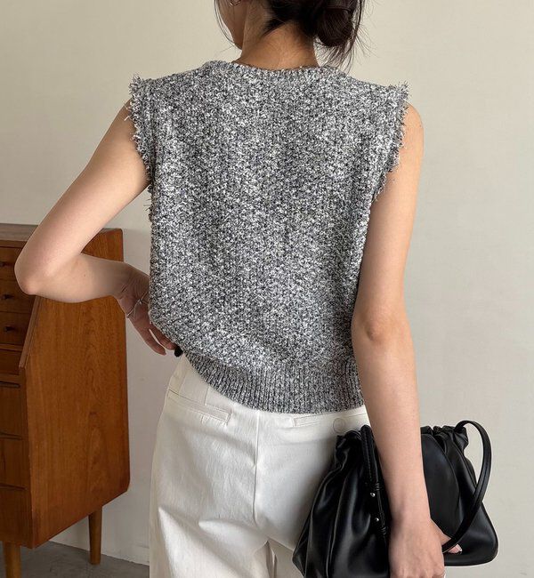  「ツイードライクフリンジベスト」|ニット・セーター|
