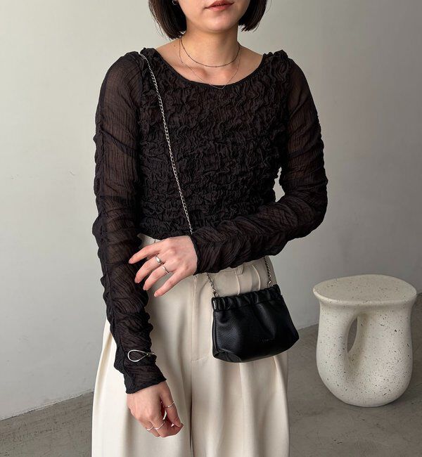  「シアーバブルブラウス」|シャツ・ブラウス|ブラック