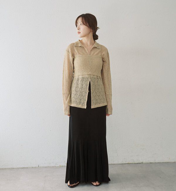  「絡みレースシャツ&times;ビスチェSET」|Tシャツ・カットソー|