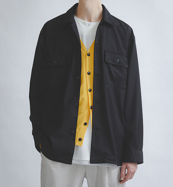 ABAHOUSE「【インバーテッドプリーツ】ワーク シャツブルゾン / オーバーシャツ」|シャツ・ブラウス|ブラック