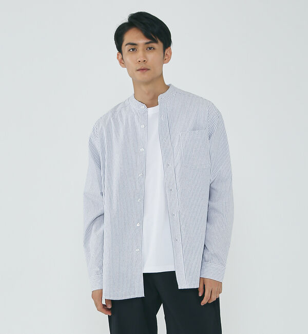 ABAHOUSE「ルーズ オーバー シルエット オックス バンドカラー シャツ」|シャツ・ブラウス|