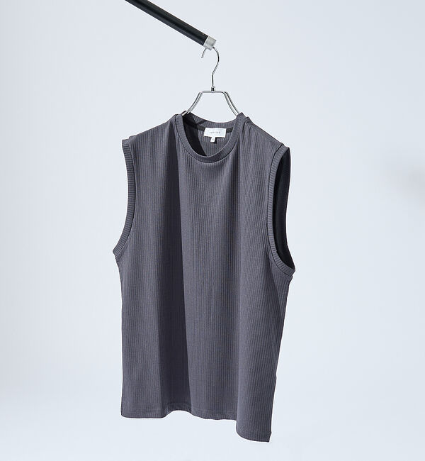 ABAHOUSE「【ストレッチテレコ】ノースリーブ クルーネック Tシャツ / タンクトップ」|キャミソール|チャコールグレー