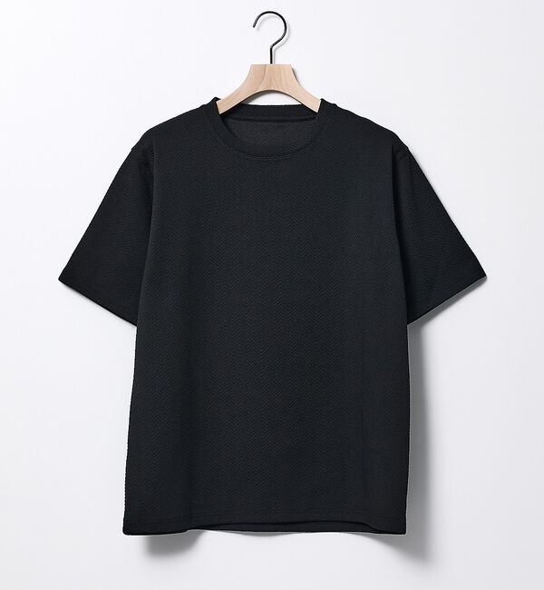 ABAHOUSE「ヘリンボーン ジャガード 半袖Tシャツ」|Tシャツ・カットソー|ブラック