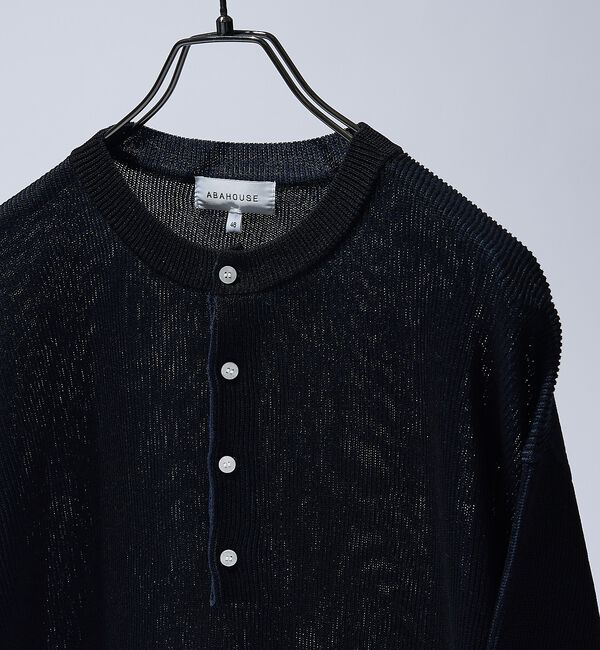 ABAHOUSE「リブニット ヘンリーネック プルオーバー」|ニット・セーター|