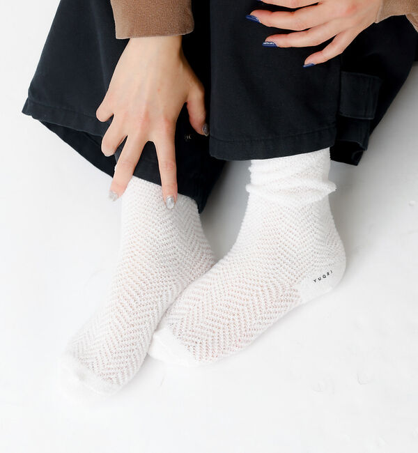 Rouge vif「【YUQRI/ユクリ】Fluffyherringbone/靴下/フェミニン/ロマ」|ソックス|
