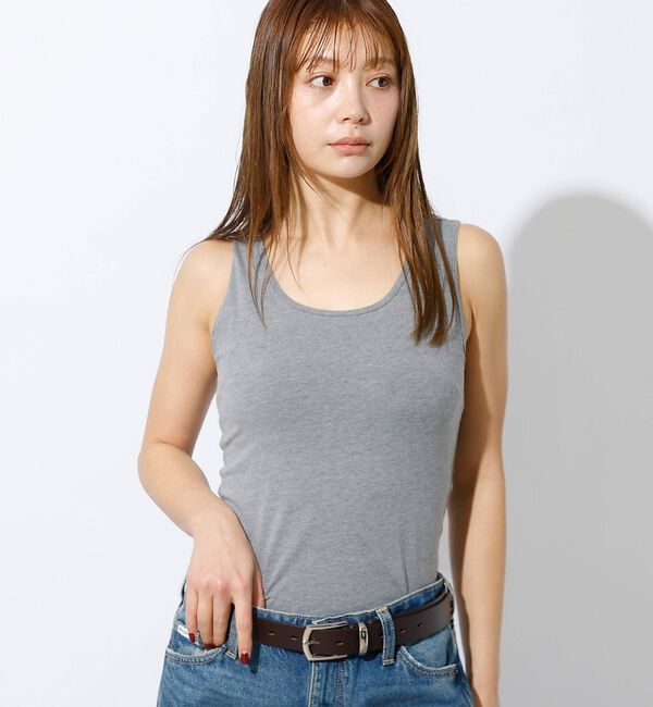 Rouge vif「【Hanes / ヘインズ】カップ付きタンクトップ / ベア天竺 / コットン」|キャミソール|グレー
