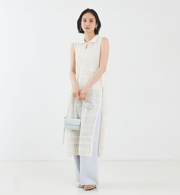 qualite「かぎ針風ニットワンピース」|ワンピース|