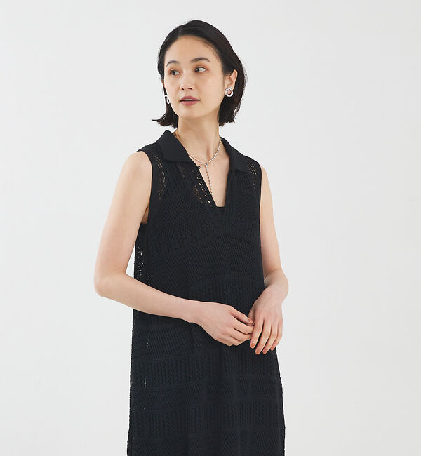 qualite「かぎ針風ニットワンピース」|ワンピース|