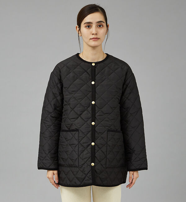 qualite「【TRADITIONAL WEATHERWEAR】キルティングノーカラーミドルブ」|ブルゾン・スタジャン|