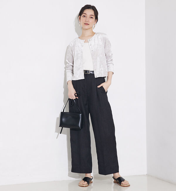 qualite「トリコットベロアショートカーデ」|カーディガン|