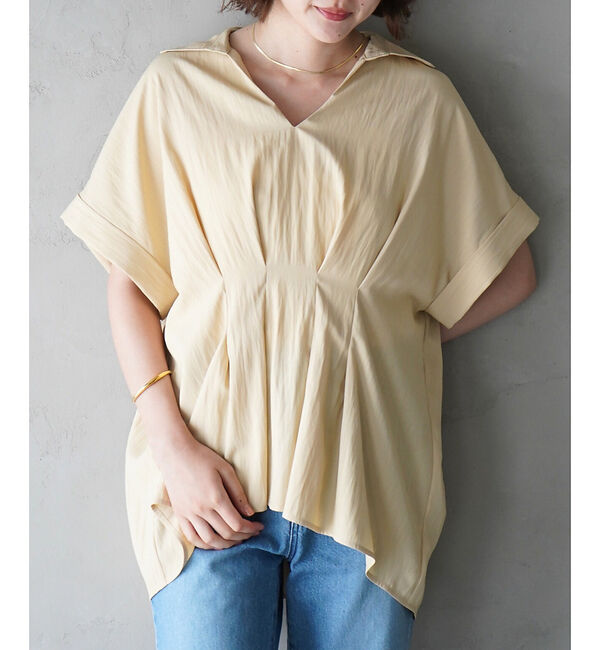 qualite「ウエストタックスキッパー半袖シャツ」|シャツ・ブラウス|