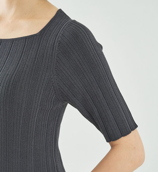 abahouse mavie「【アンサンブル対応】麻タッチリブスクエアネックプルオーバー」|ニット・セーター|