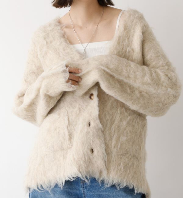 abahouse mavie「【スタッフ人気No1】シャギー起毛カーディガン/ニット/軽量/ガーリー/ふわふわ」|カーディガン|