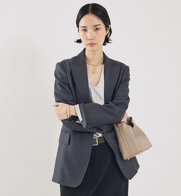 The Store by C' 「【COCUCA】ピークドマスキュリンジャケット」|テーラードジャケット|ライトグレー