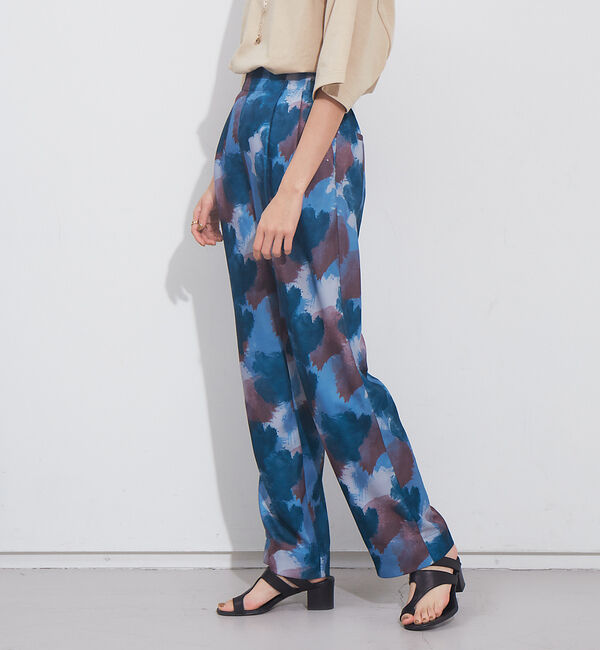 NOMINE「後ろゴムハイウエストタックパンツ」|スラックス|ダークグリーン