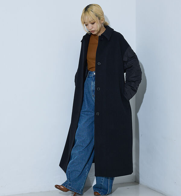 NOMINE「袖キルティングステンカラーコート」|ステンカラーコート|