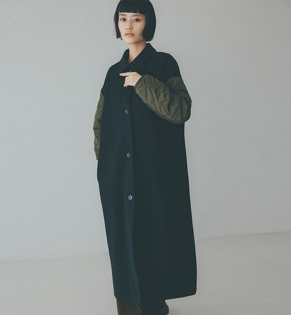 NOMINE「袖キルティングステンカラーコート」|ステンカラーコート|
