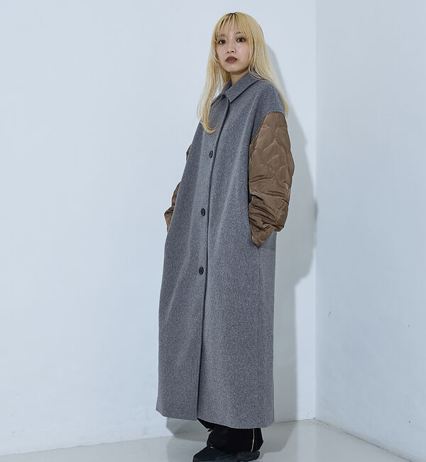 NOMINE「袖キルティングステンカラーコート」|ステンカラーコート|
