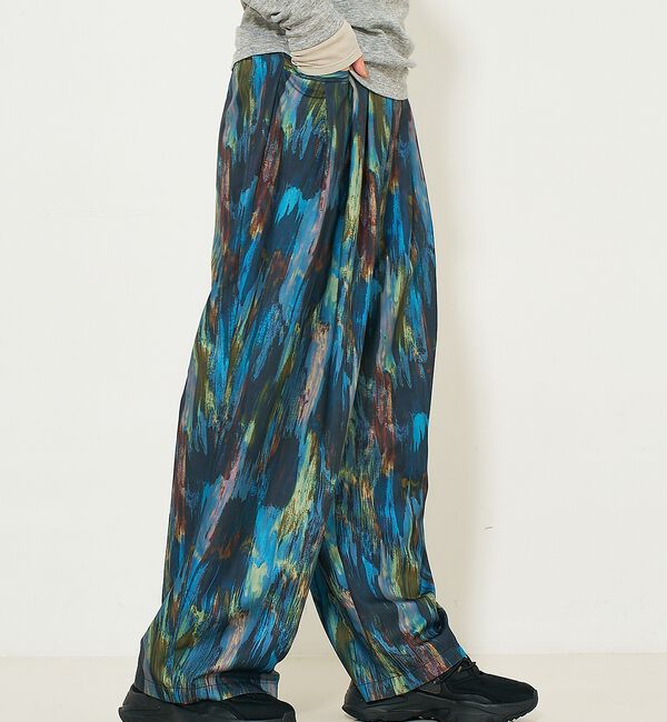 NOMINE「水彩アート ニュアンス柄 タックパンツ【予約】」|その他|