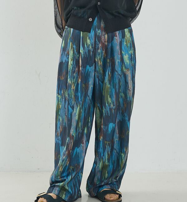 NOMINE「水彩アート ニュアンス柄 タックパンツ【予約】」|その他|