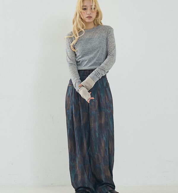 NOMINE「水彩アート ニュアンス柄 タックパンツ【予約】」|その他|