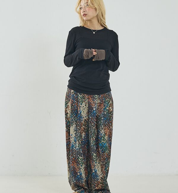 NOMINE「水彩アート ニュアンス柄 タックパンツ【予約】」|その他|