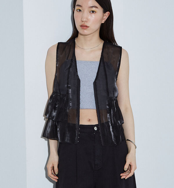 NOMINE「2WAY シャイン シアー フリルベスト」|ベスト・ジレ|