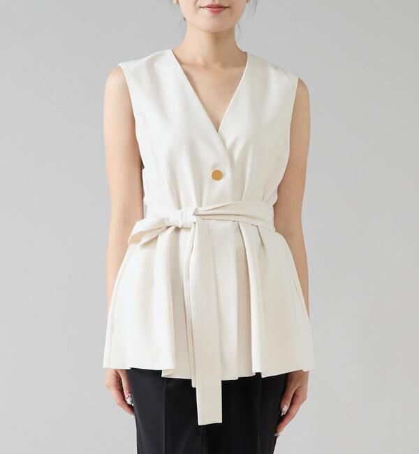 TIARA「リボンアクセントジレ」|シャツ・ブラウス|アイボリー