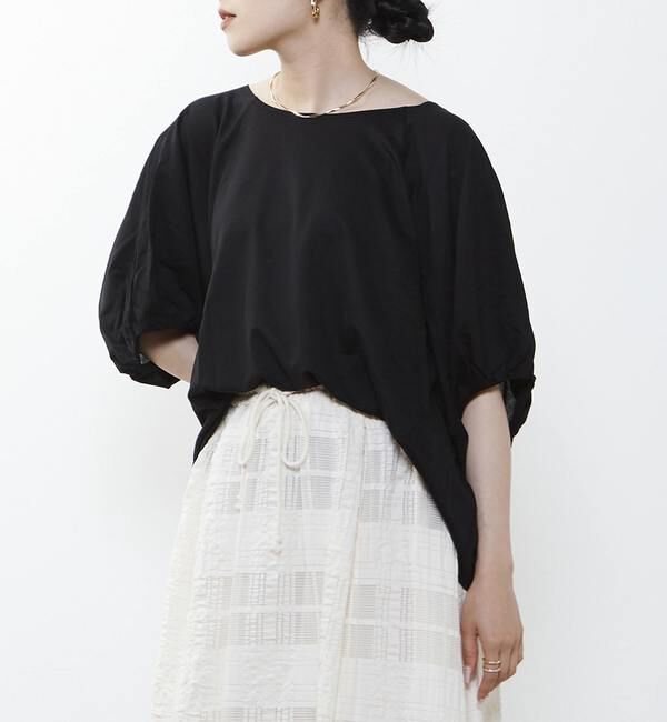 Liesse「ギャザードルマンブラウス」|Tシャツ・カットソー|ブラック