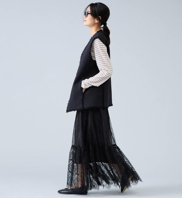 Liesse「スラブツイードフリンジジレ」|ベスト・ジレ|