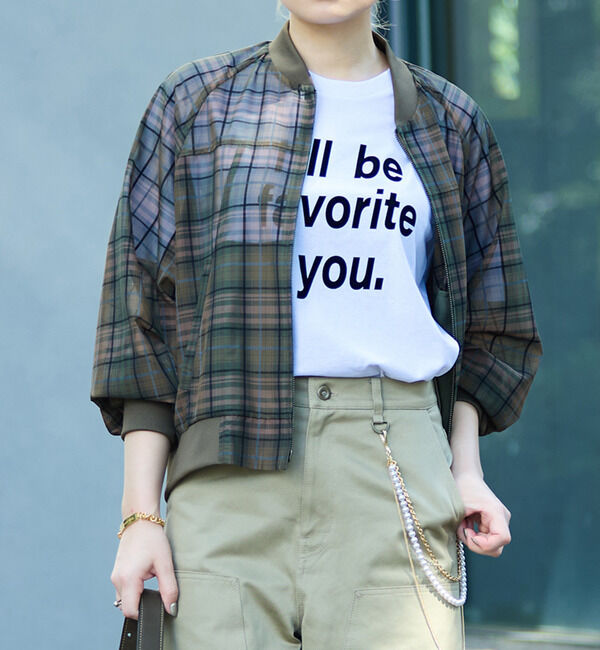 Soffitto「チェック柄シアーブルゾン」|ブルゾン・スタジャン|グリーン系その他