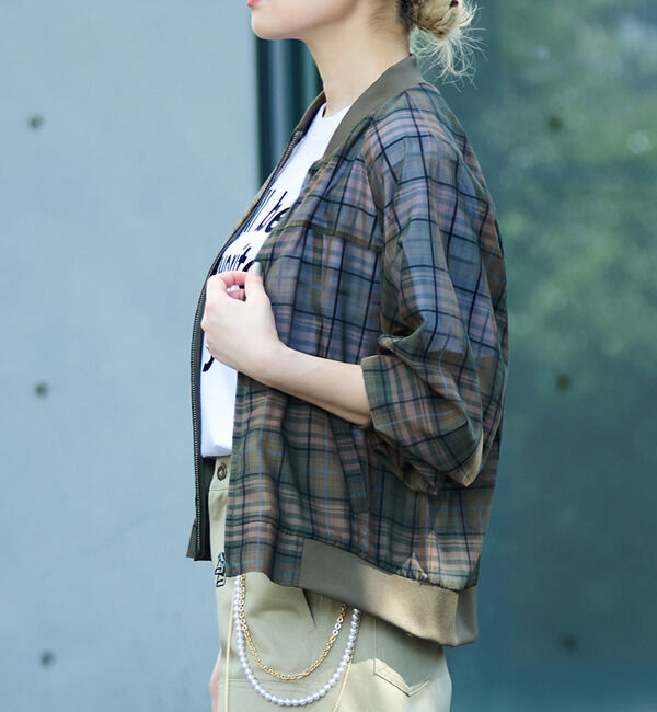 Soffitto「チェック柄シアーブルゾン」|ブルゾン・スタジャン|