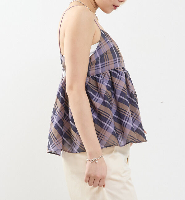 SOFFITTO「【A_/エース】シアーチェックキャミソール」|キャミソール|