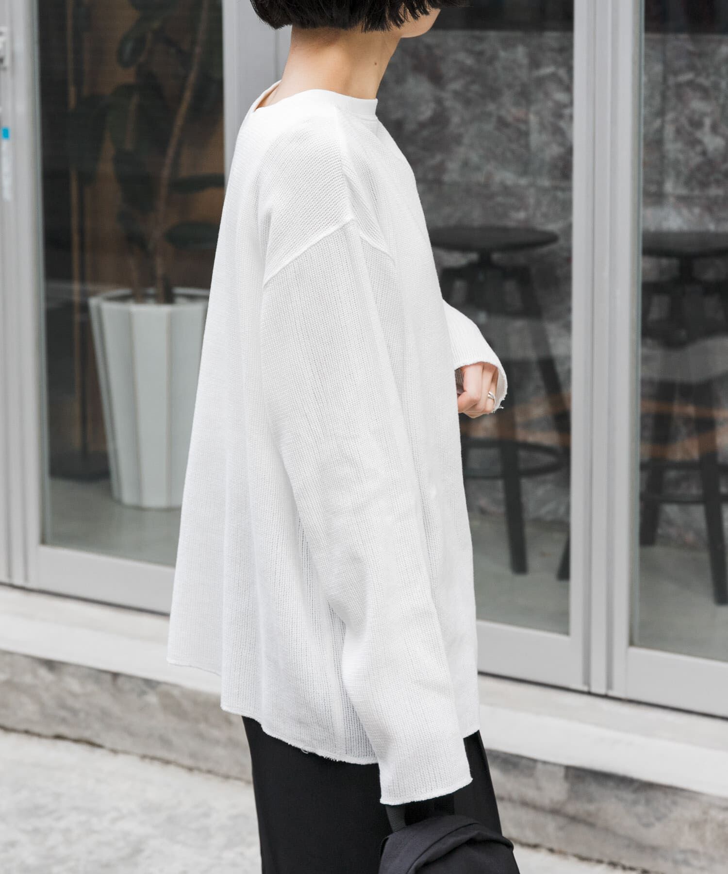 URBAN RESEARCH DOORS「FORK&SPOON　メッシュロングスリーブプルオーバー」|Tシャツ・カットソー|