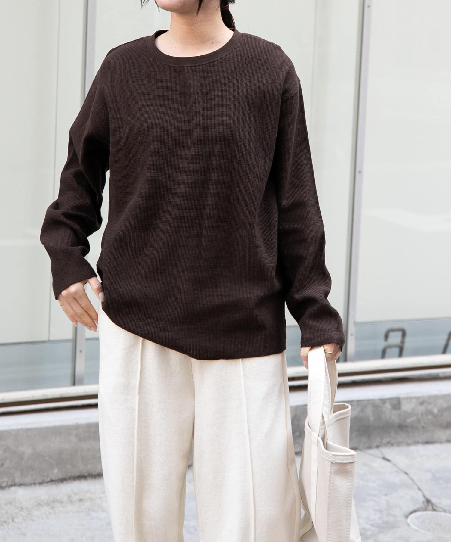 URBAN RESEARCH DOORS「FORK&SPOON　メッシュロングスリーブプルオーバー」|Tシャツ・カットソー|