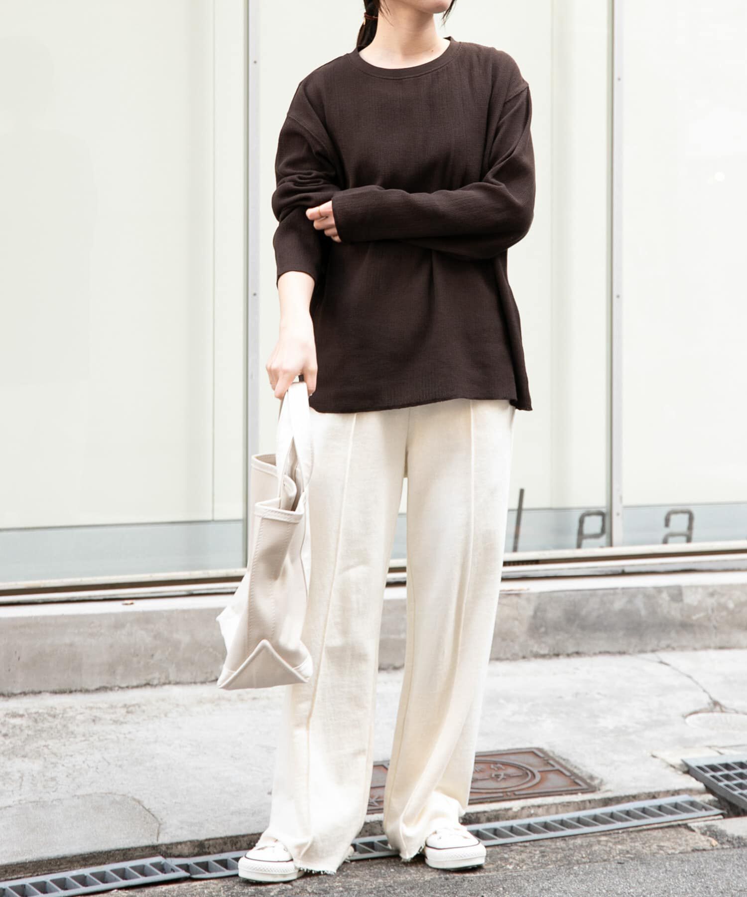 URBAN RESEARCH DOORS「FORK&SPOON　メッシュロングスリーブプルオーバー」|Tシャツ・カットソー|