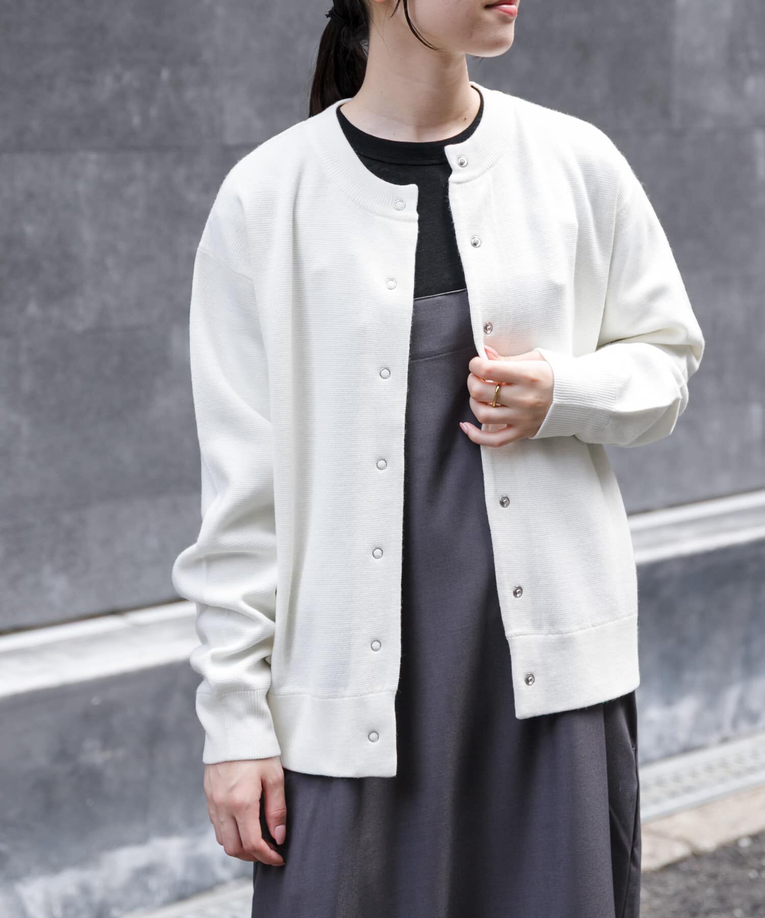 URBAN RESEARCH DOORS「FORK&SPOON　ミラノリブクルーネックカーディガン」|カーディガン|