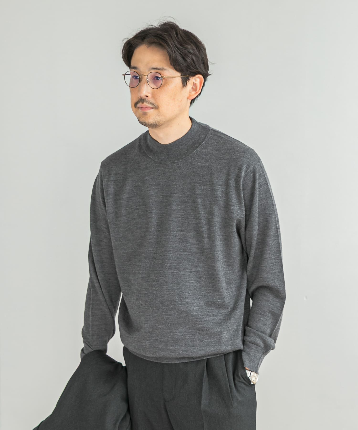 URBAN RESEARCH DOORS「LIFE STYLE TAILOR　マシンウォッシャブルハイゲージモックニット」|シャツ・ブラウス|