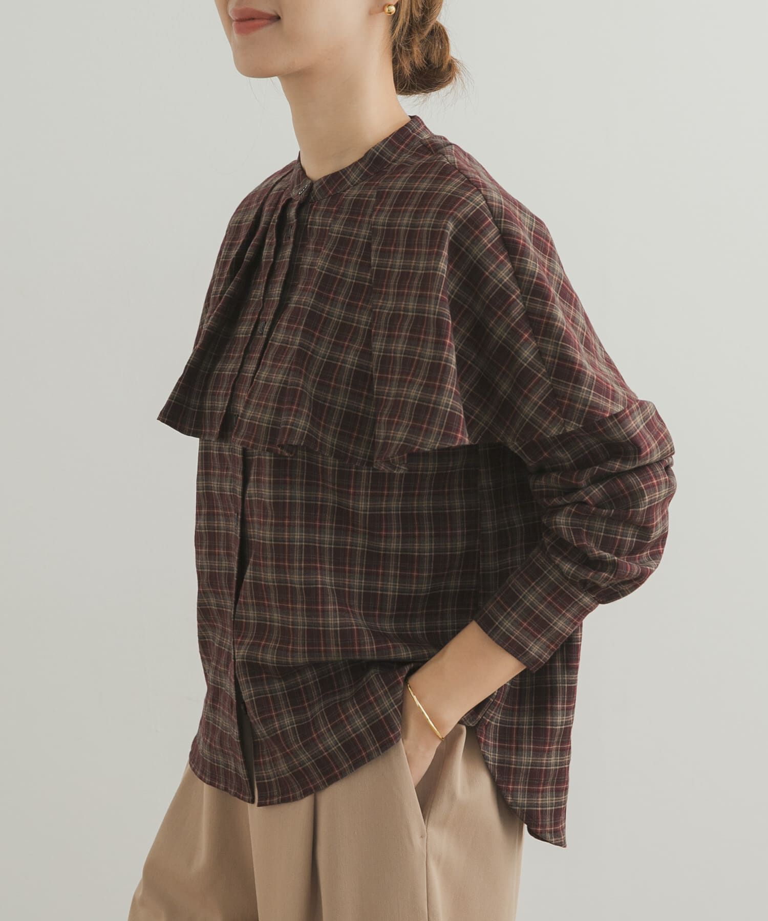 URBAN RESEARCH DOORS「チェックケープフリルブラウス」|シャツ・ブラウス|