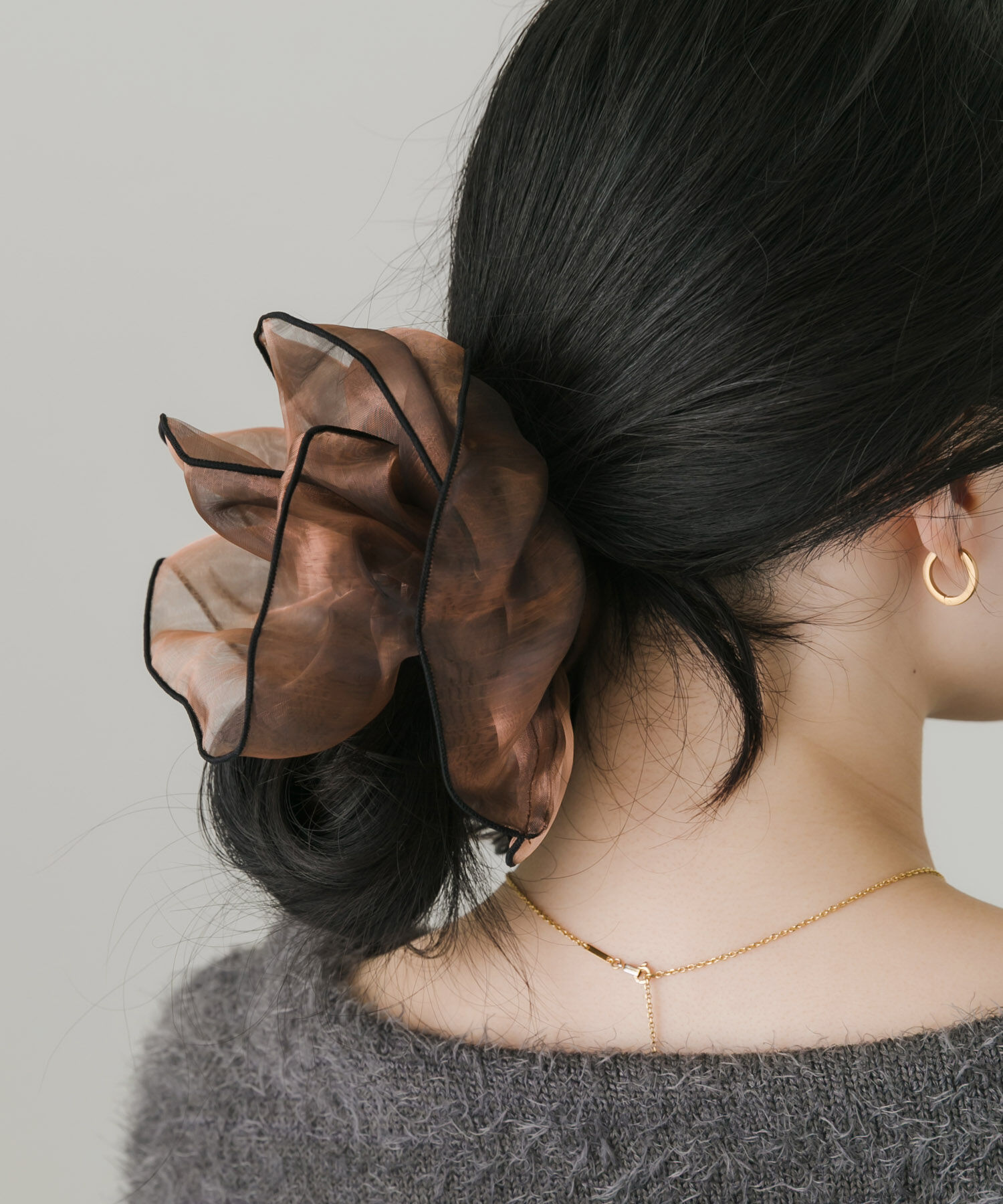 SMELLY「バイカラーシアーボリュームシュシュ」|ヘアゴム・シュシュ|