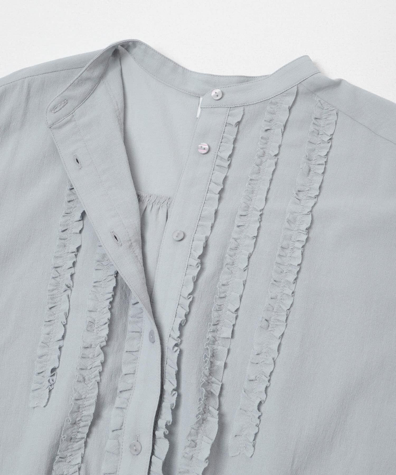 URBAN RESEARCH DOORS「フロントフリルスタンドカラーブラウス」|シャツ・ブラウス|