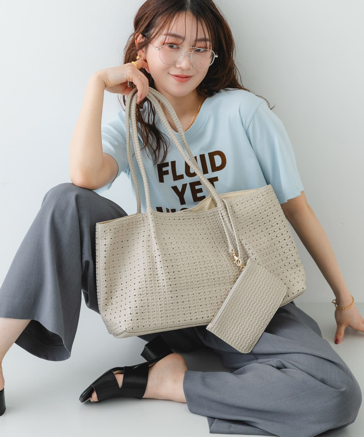 RODE SKO「ポーチ付パンチングラージトートバッグ」|トートバッグ|